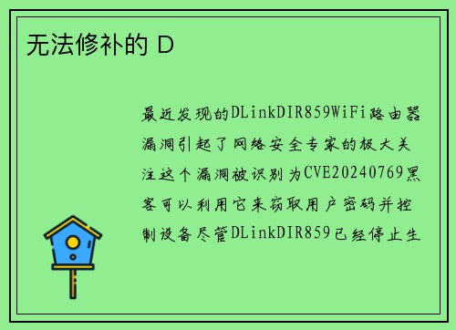无法修补的 D